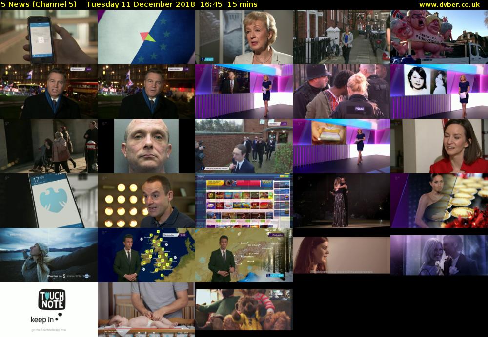 5 News (Channel 5) Tuesday 11 December 2018 16:45 - 17:00