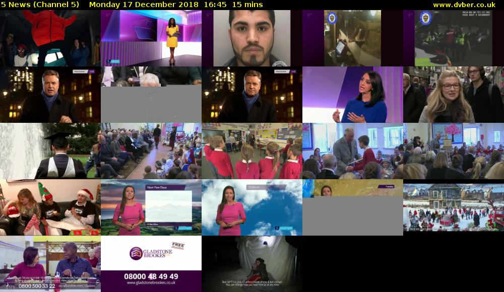 5 News (Channel 5) Monday 17 December 2018 16:45 - 17:00