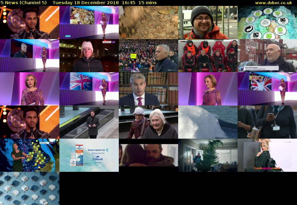 5 News (Channel 5) Tuesday 18 December 2018 16:45 - 17:00