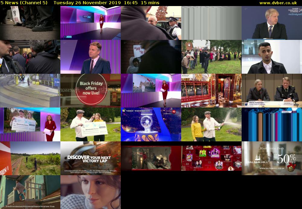 5 News (Channel 5) Tuesday 26 November 2019 16:45 - 17:00