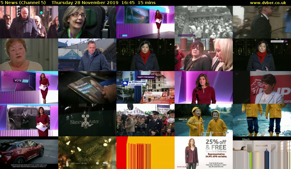 5 News (Channel 5) Thursday 28 November 2019 16:45 - 17:00
