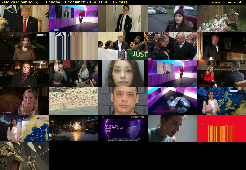 5 News (Channel 5) Tuesday 3 December 2019 16:45 - 17:00