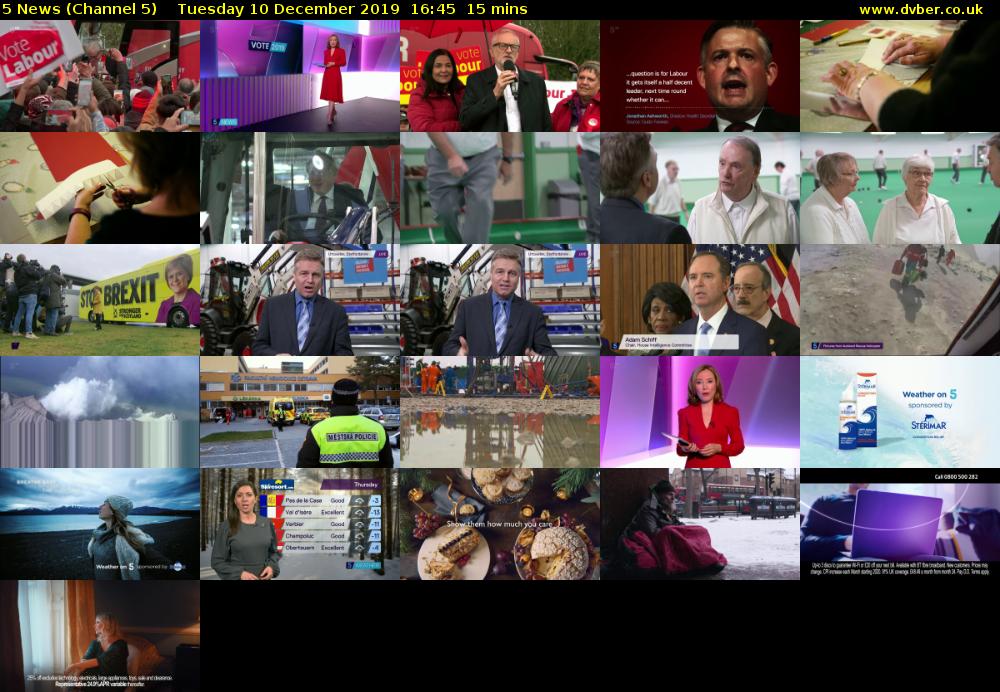 5 News (Channel 5) Tuesday 10 December 2019 16:45 - 17:00