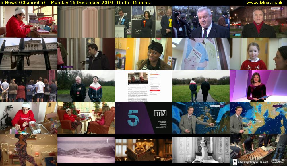 5 News (Channel 5) Monday 16 December 2019 16:45 - 17:00