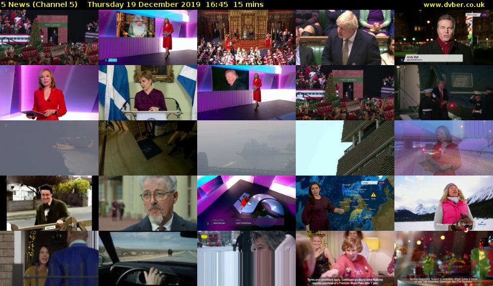 5 News (Channel 5) Thursday 19 December 2019 16:45 - 17:00