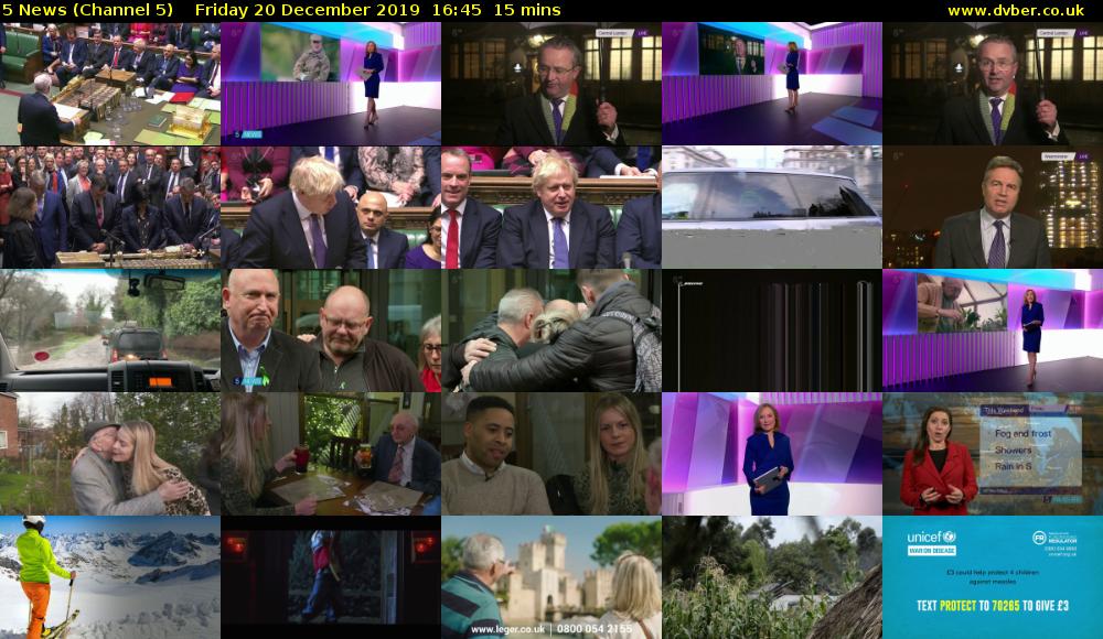 5 News (Channel 5) Friday 20 December 2019 16:45 - 17:00