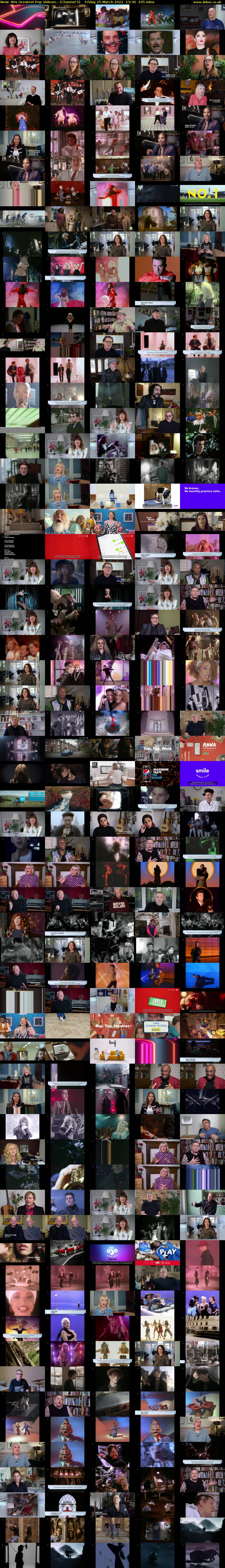 80s Greatest Pop Videos:.. (Channel 5) Friday 25 March 2022 23:30 - 01:15