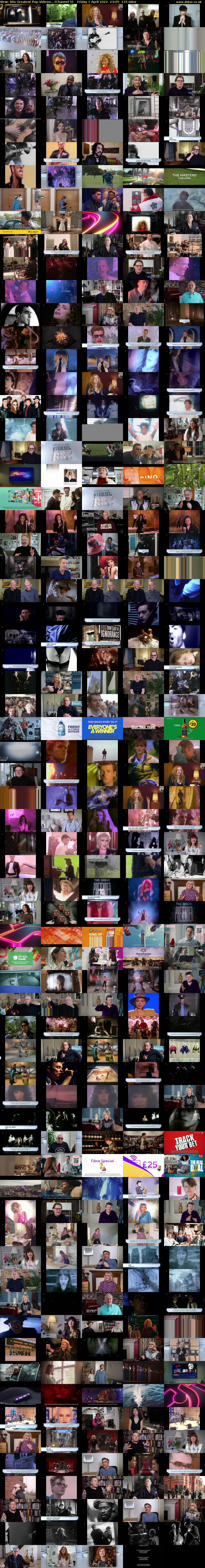 80s Greatest Pop Videos:.. (Channel 5) Friday 1 April 2022 23:05 - 01:00