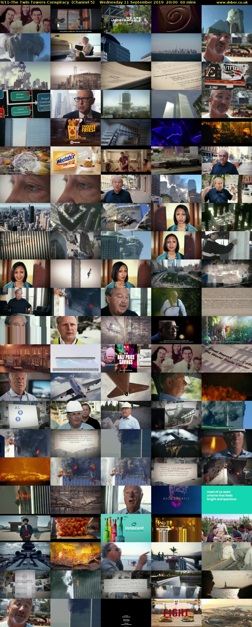 9/11-The Twin Towers Conspiracy  (Channel 5) Wednesday 11 September 2019 20:00 - 21:00