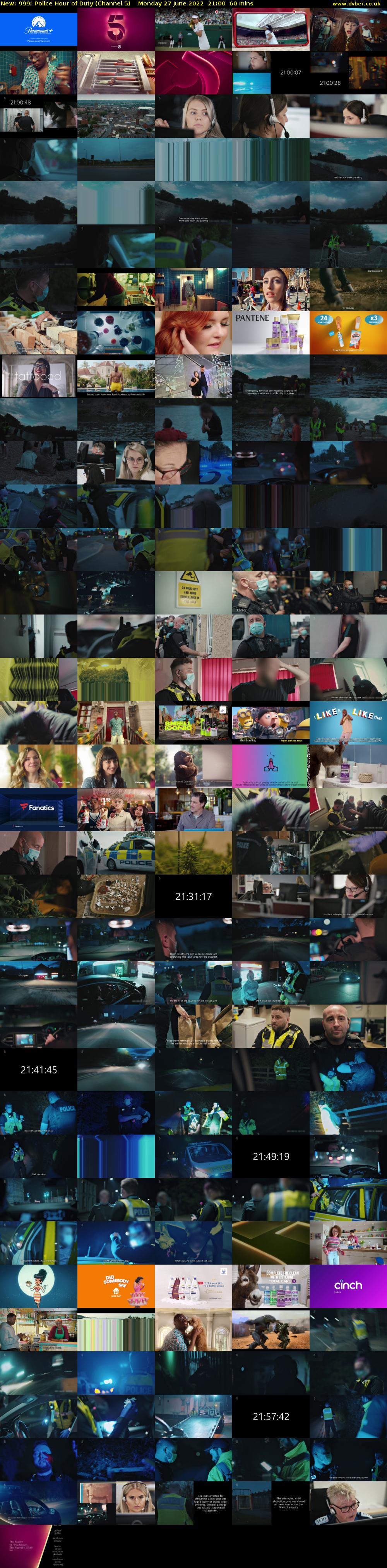 999: Police Hour of Duty (Channel 5) Monday 27 June 2022 21:00 - 22:00