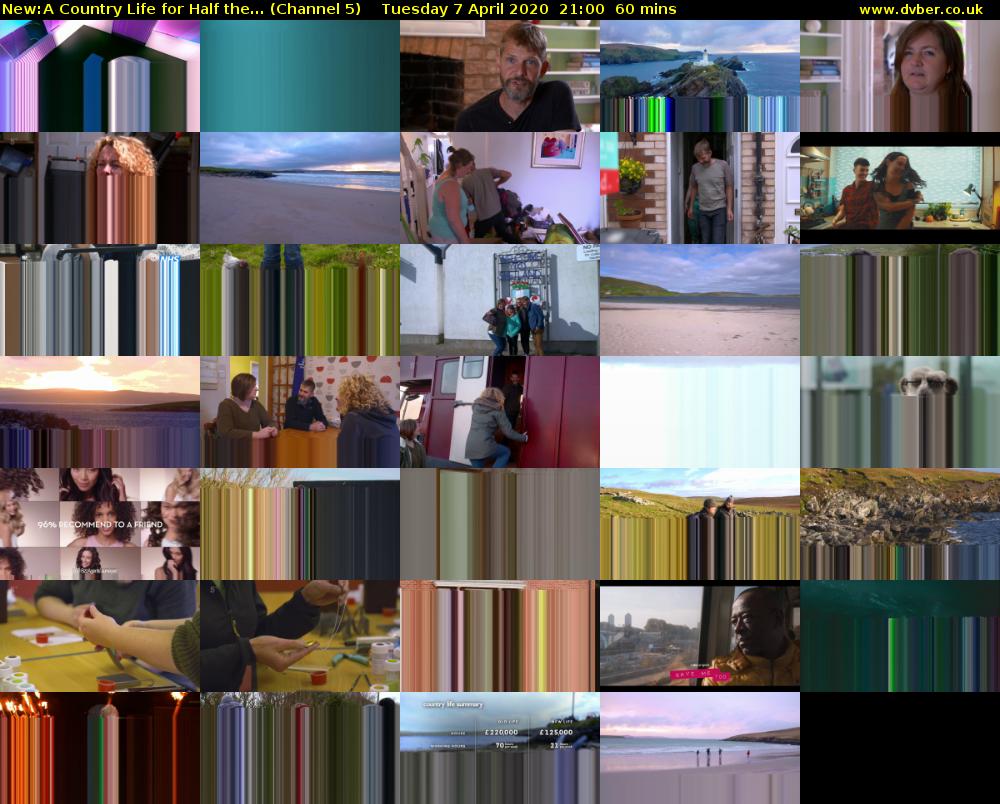 A Country Life for Half the... (Channel 5) Tuesday 7 April 2020 21:00 - 22:00