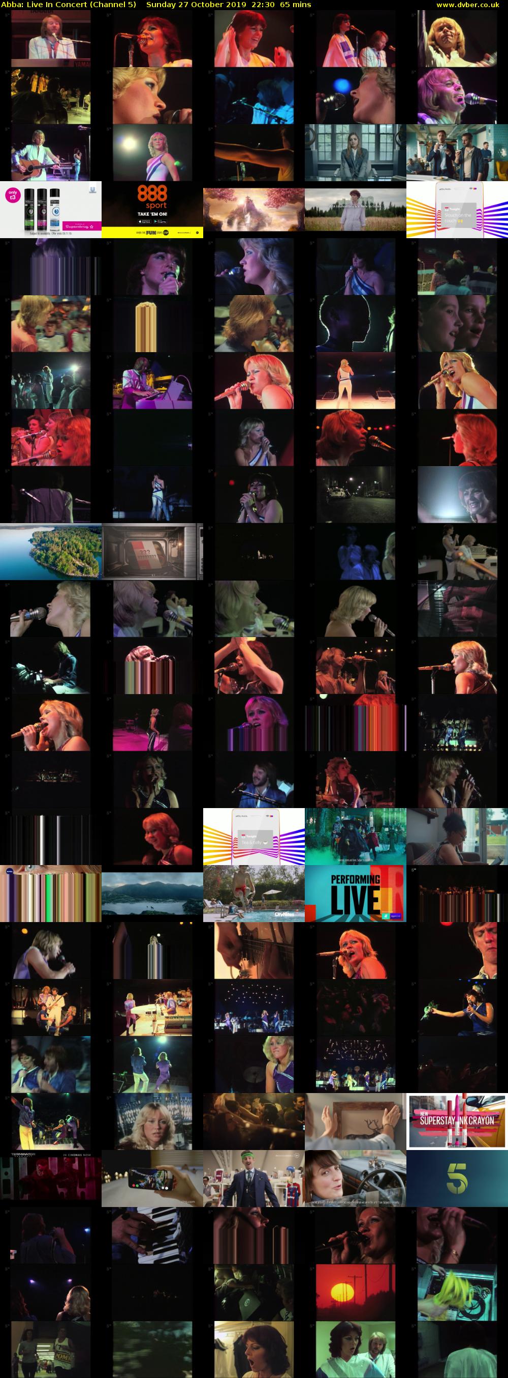 Abba: Live In Concert (Channel 5) Sunday 27 October 2019 22:30 - 23:35