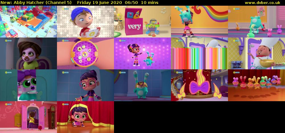 Abby Hatcher (Channel 5) Friday 19 June 2020 06:50 - 07:00