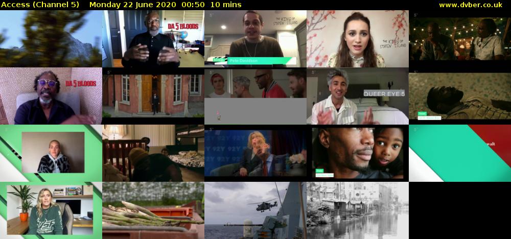 Access (Channel 5) Monday 22 June 2020 00:50 - 01:00