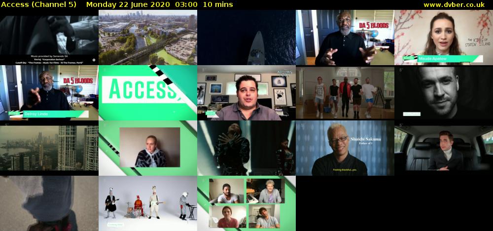 Access (Channel 5) Monday 22 June 2020 03:00 - 03:10
