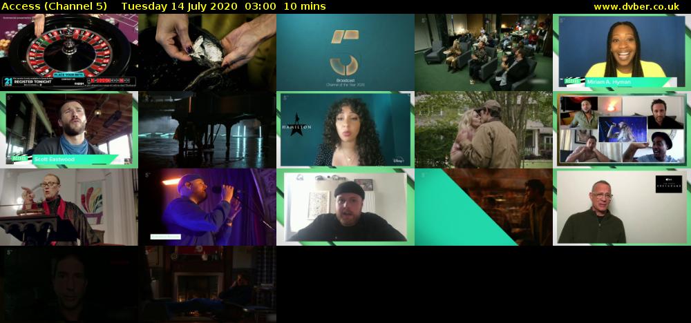 Access (Channel 5) Tuesday 14 July 2020 03:00 - 03:10