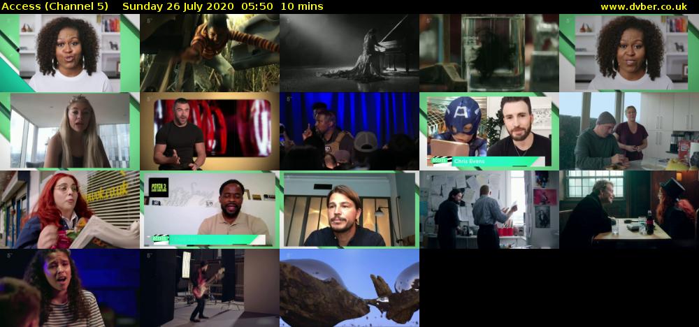 Access (Channel 5) Sunday 26 July 2020 05:50 - 06:00