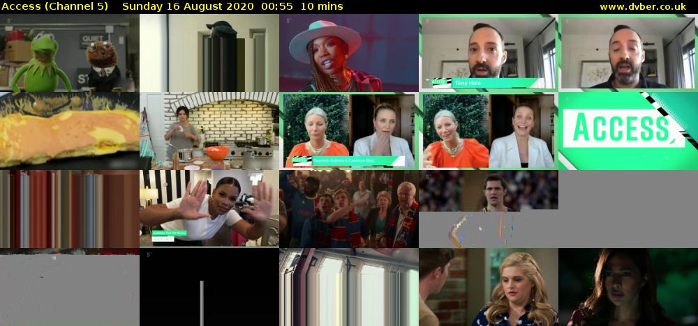 Access (Channel 5) Sunday 16 August 2020 00:55 - 01:05