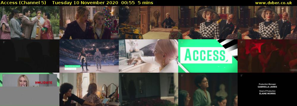 Access (Channel 5) Tuesday 10 November 2020 00:55 - 01:00