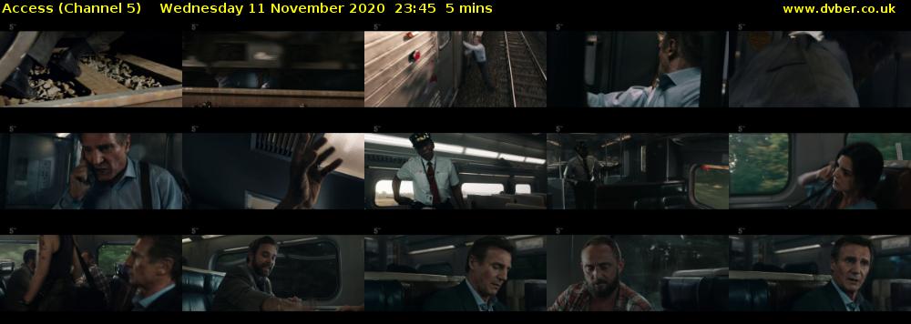 Access (Channel 5) Wednesday 11 November 2020 23:45 - 23:50