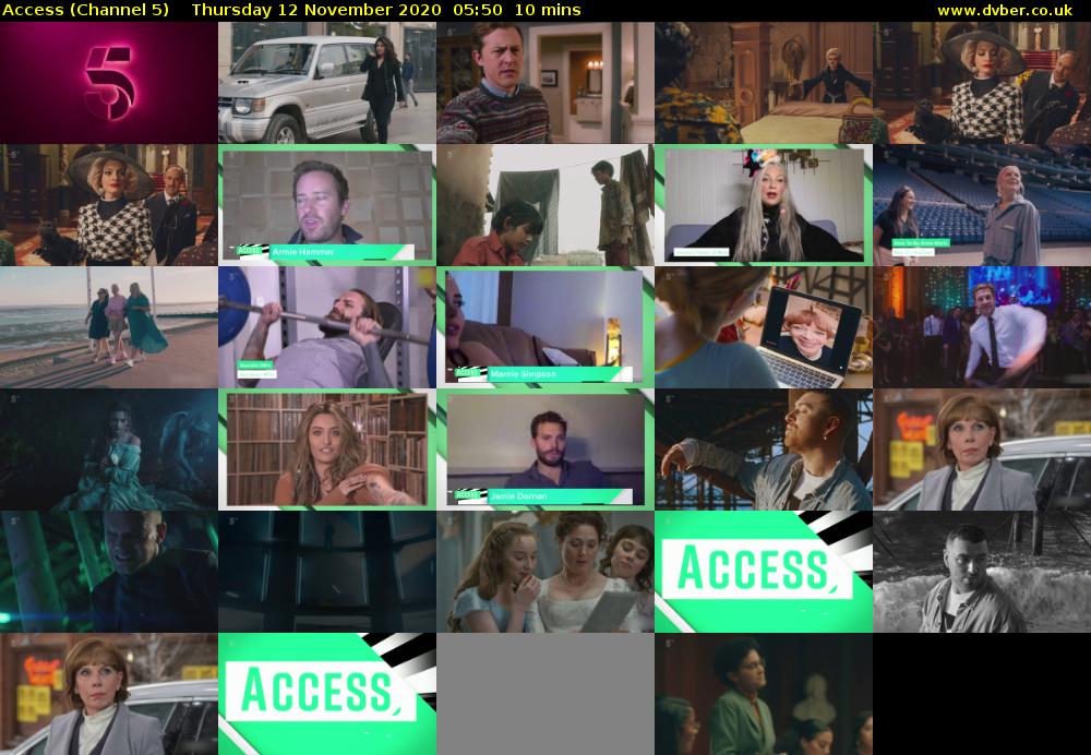 Access (Channel 5) Thursday 12 November 2020 05:50 - 06:00