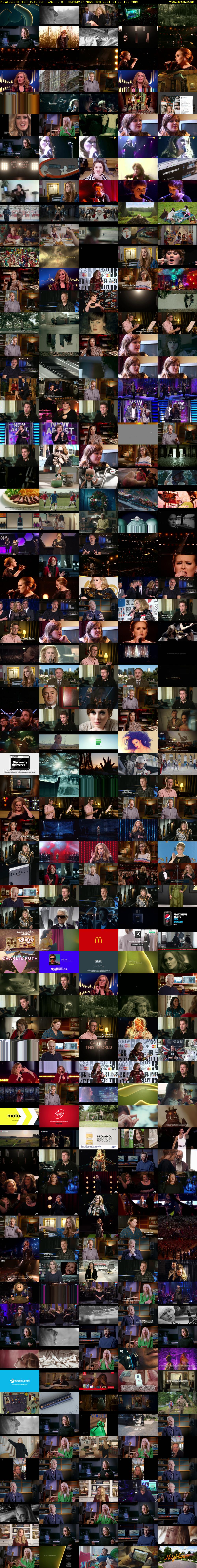 Adele: From 19 to 30:.. (Channel 5) Sunday 14 November 2021 21:00 - 23:00