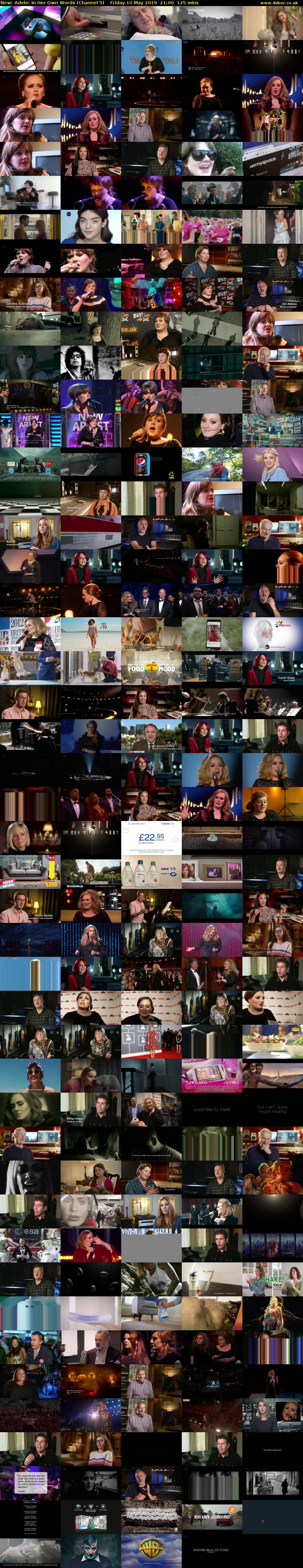 Adele: In Her Own Words (Channel 5) Friday 10 May 2019 21:00 - 23:05
