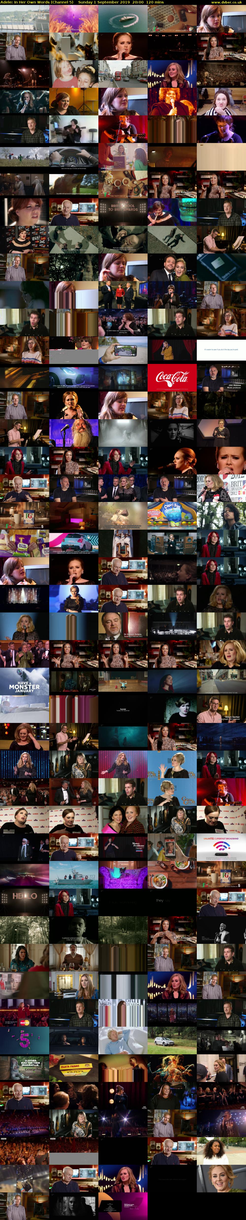 Adele: In Her Own Words (Channel 5) Sunday 1 September 2019 20:00 - 22:00