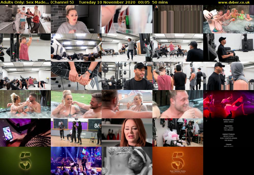 Adults Only: Sex Made... (Channel 5) Tuesday 10 November 2020 00:05 - 00:55