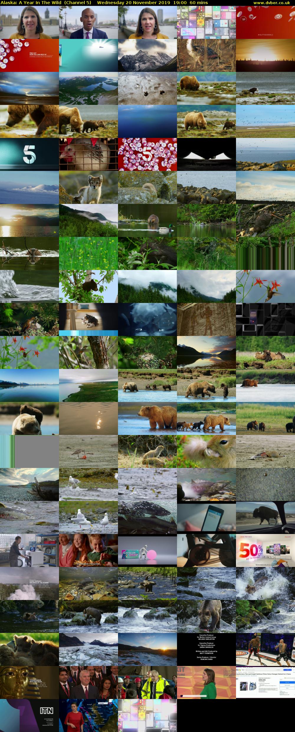 Alaska: A Year In The Wild  (Channel 5) Wednesday 20 November 2019 19:00 - 20:00
