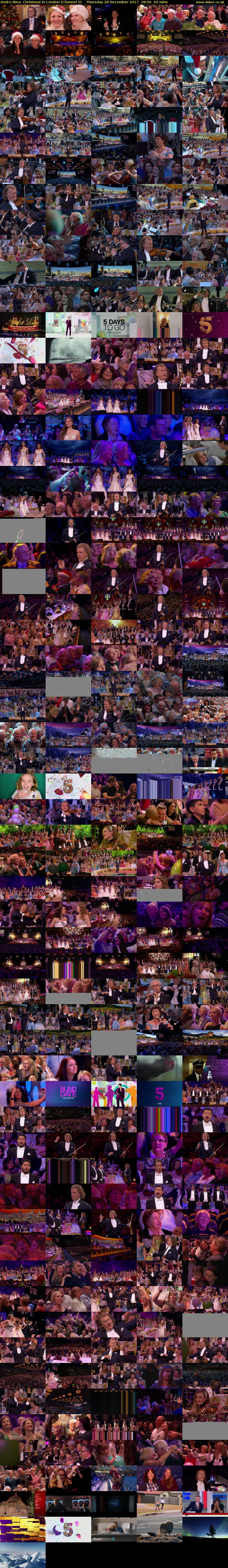 Andre Rieu: Christmas In London (Channel 5) Thursday 28 December 2017 18:00 - 19:00
