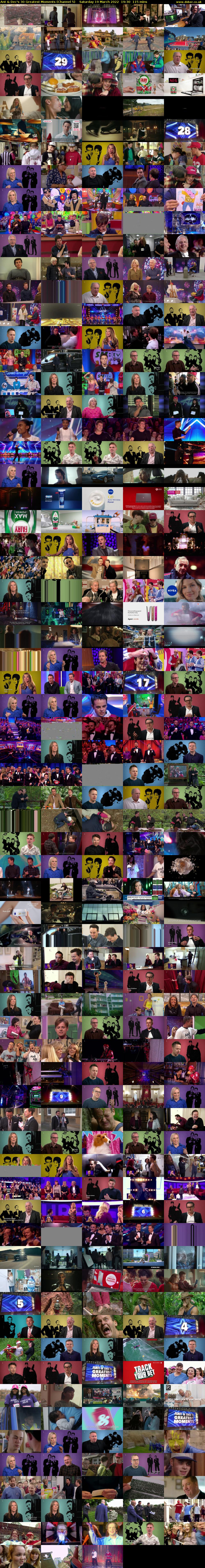 Ant & Dec's 30 Greatest Moments (Channel 5) Saturday 19 March 2022 19:30 - 21:25