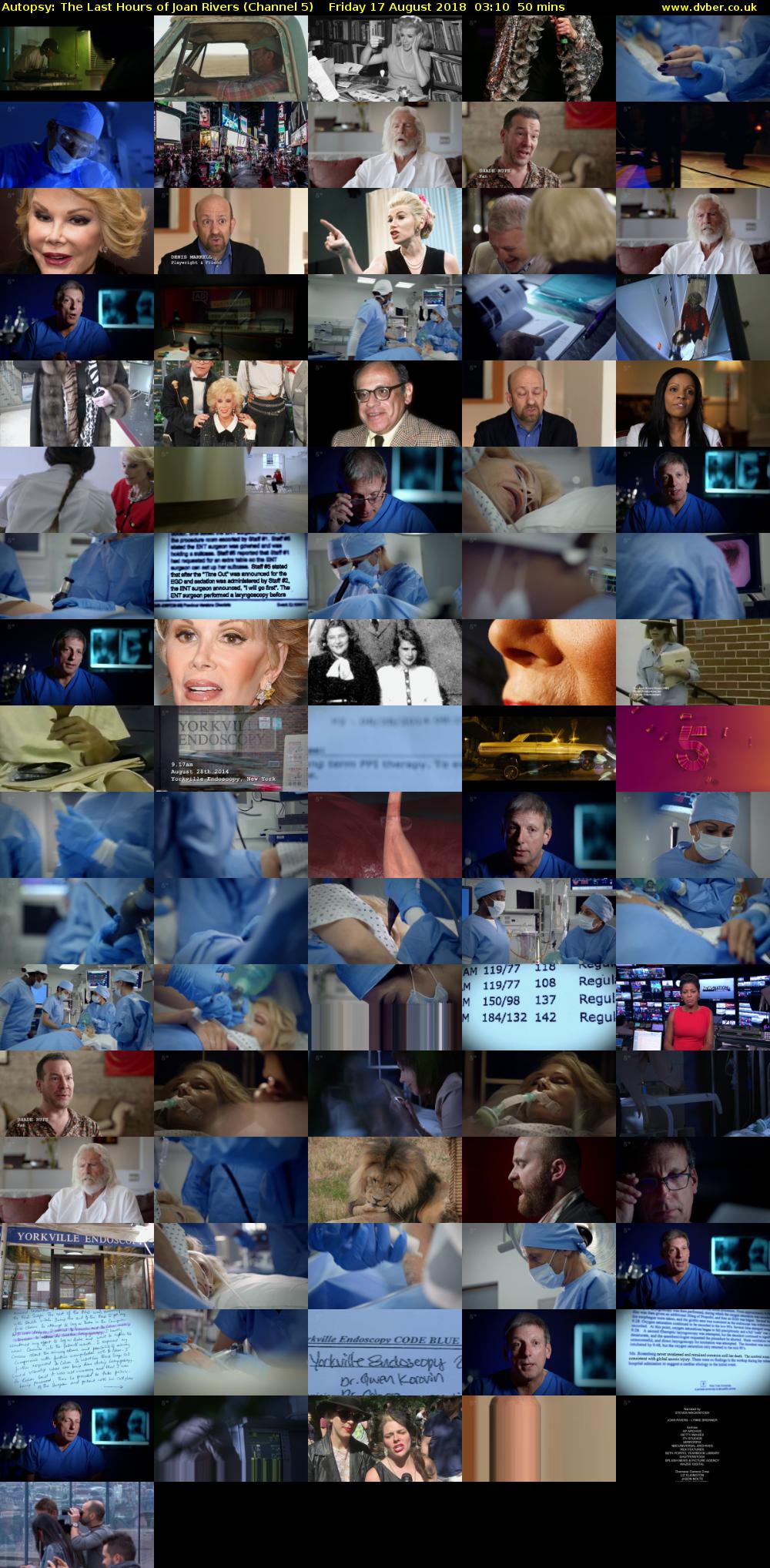 Autopsy: The Last Hours of Joan Rivers (Channel 5) Friday 17 August 2018 03:10 - 04:00