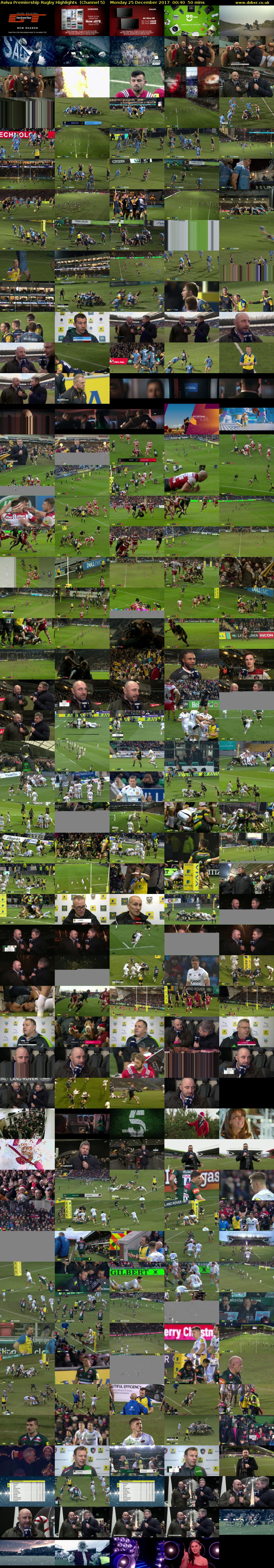 Aviva Premiership Rugby Highlights  (Channel 5) Monday 25 December 2017 00:40 - 01:30