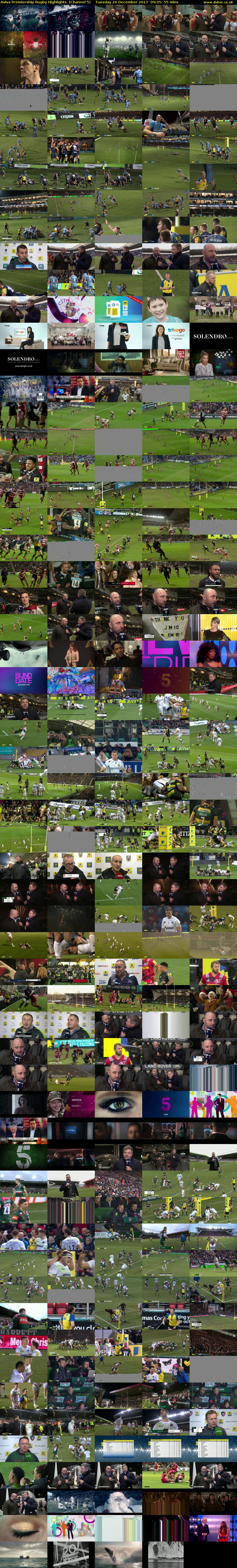 Aviva Premiership Rugby Highlights  (Channel 5) Tuesday 26 December 2017 09:05 - 10:00