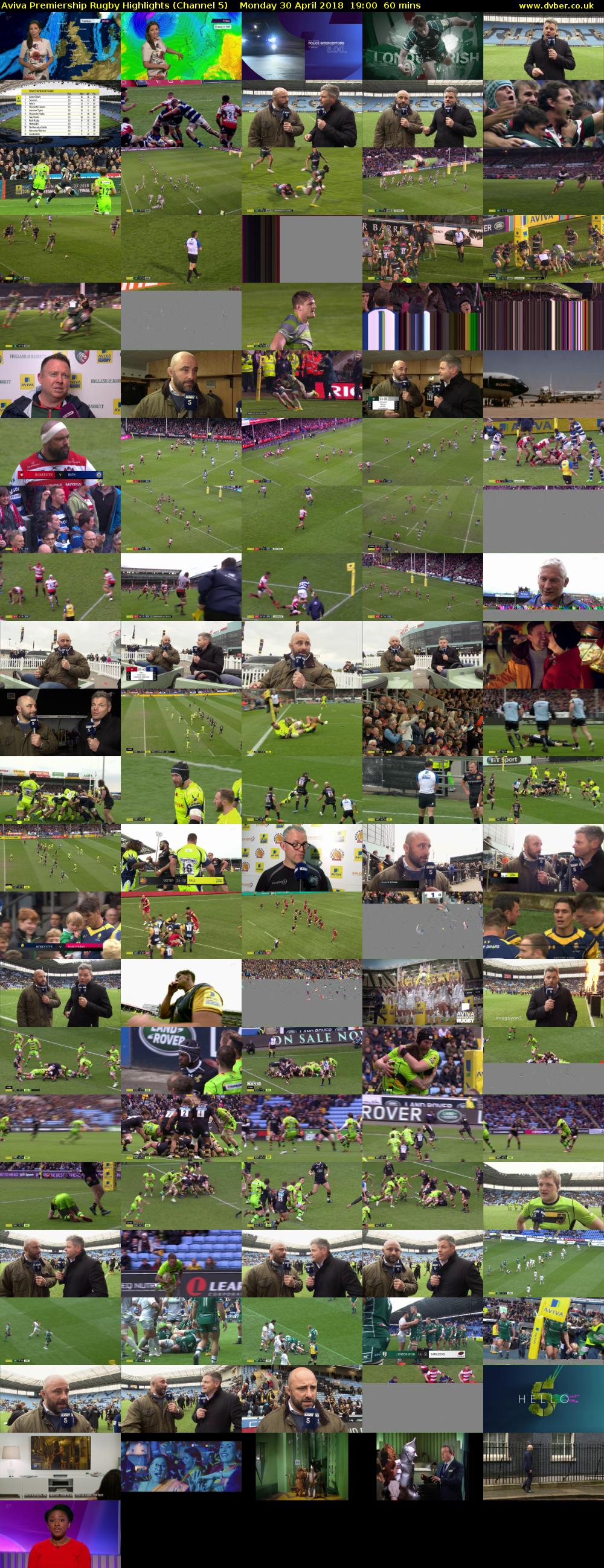 Aviva Premiership Rugby Highlights (Channel 5) Monday 30 April 2018 19:00 - 20:00