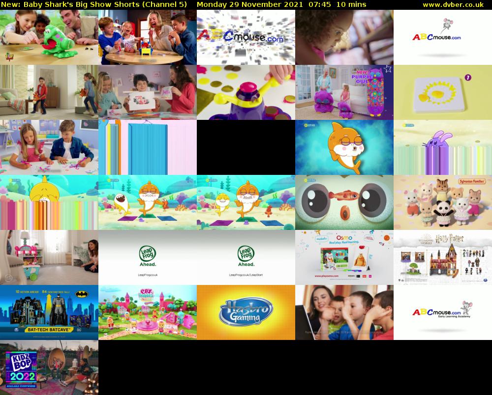 Baby Shark's Big Show Shorts (Channel 5) Monday 29 November 2021 07:45 - 07:55