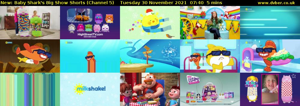 Baby Shark's Big Show Shorts (Channel 5) Tuesday 30 November 2021 07:40 - 07:45