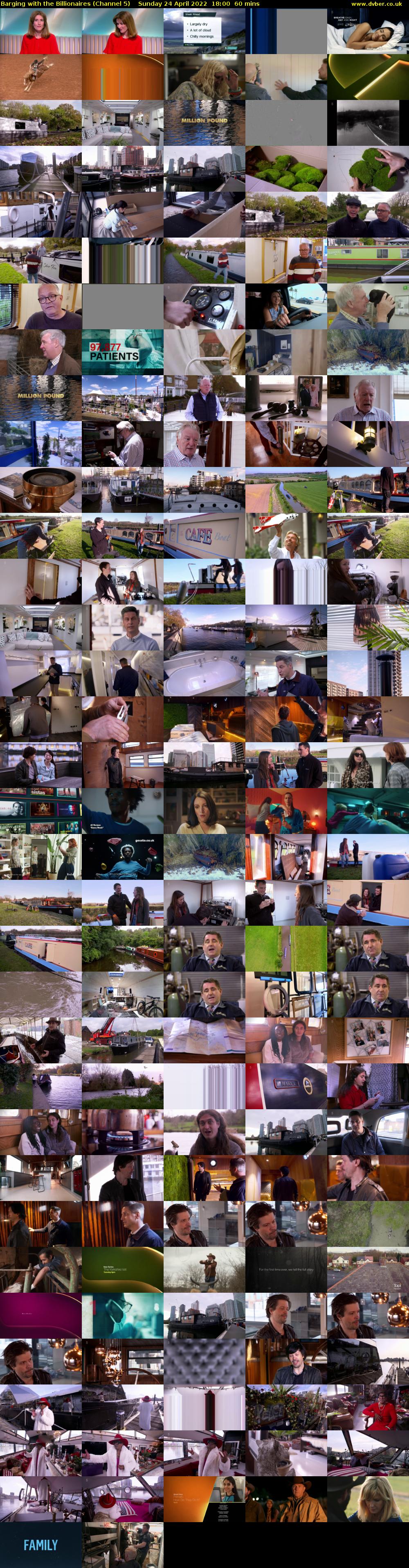 Barging with the Billionaires (Channel 5) Sunday 24 April 2022 18:00 - 19:00