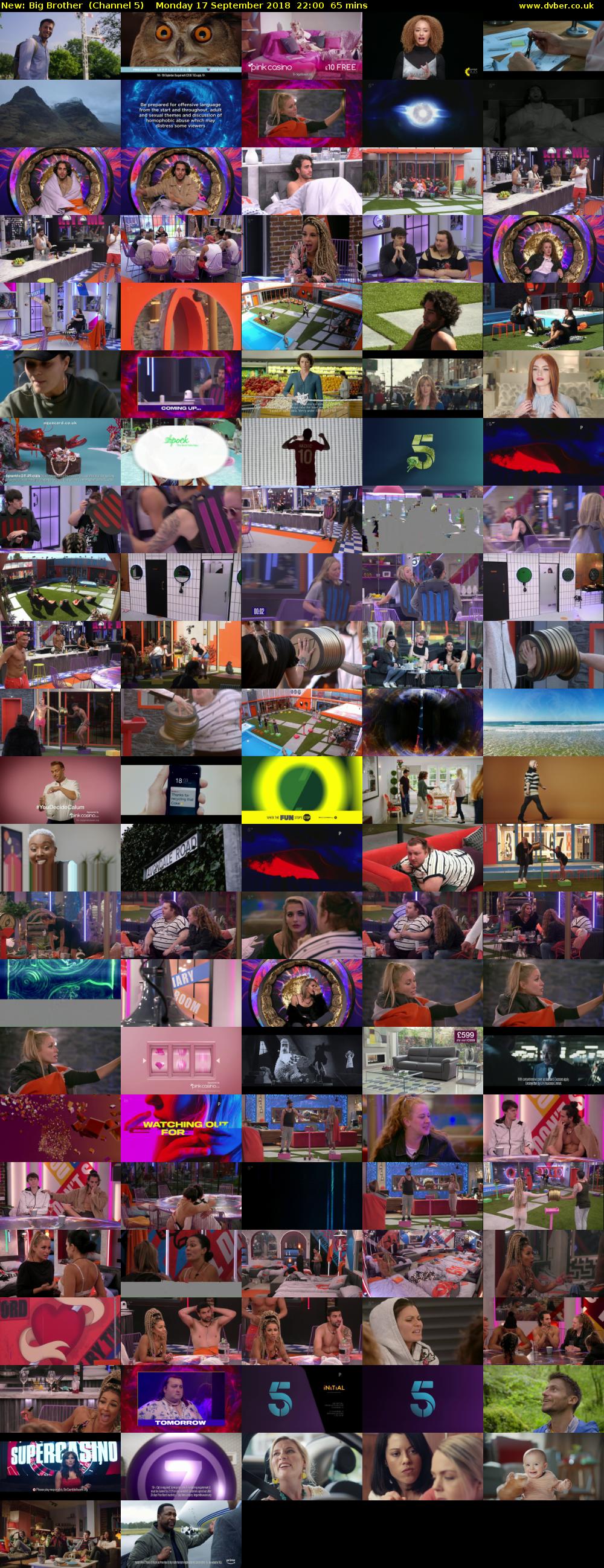 Big Brother (Channel 5) Monday 17 September 2018 22:00 - 23:05