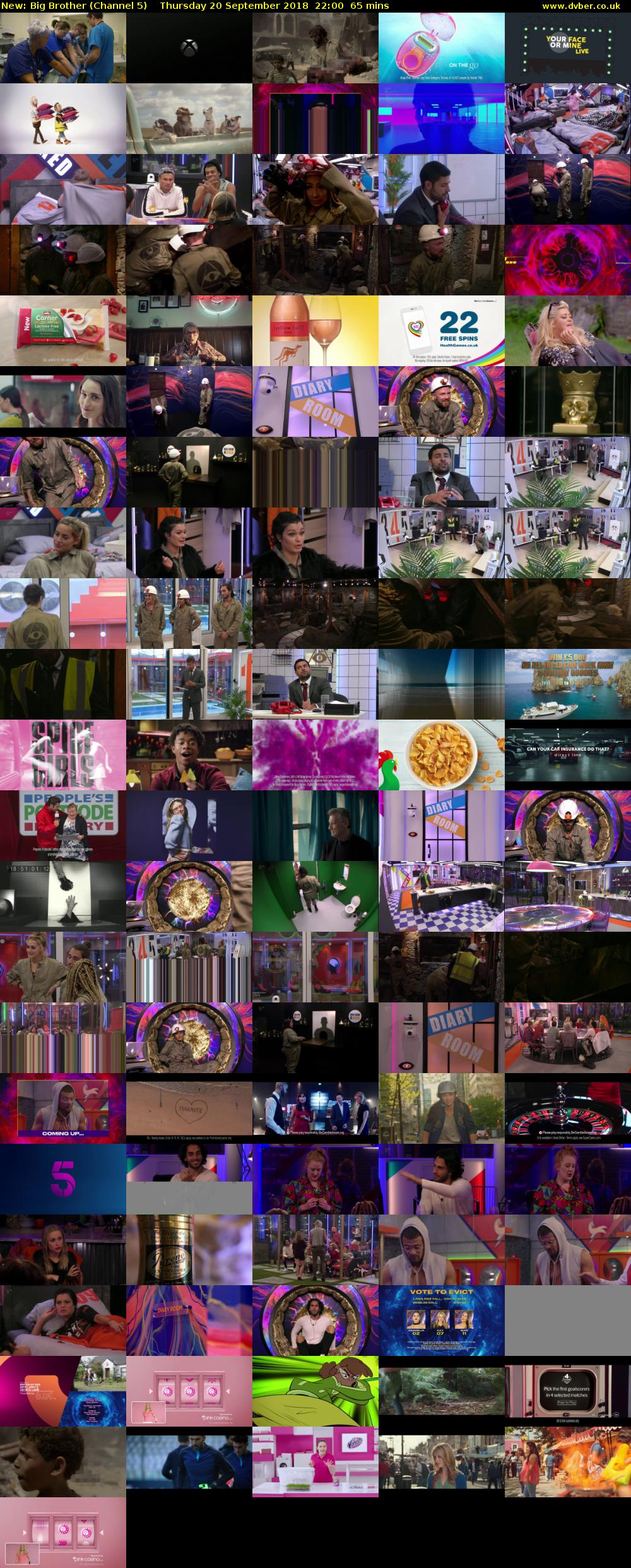 Big Brother (Channel 5) Thursday 20 September 2018 22:00 - 23:05