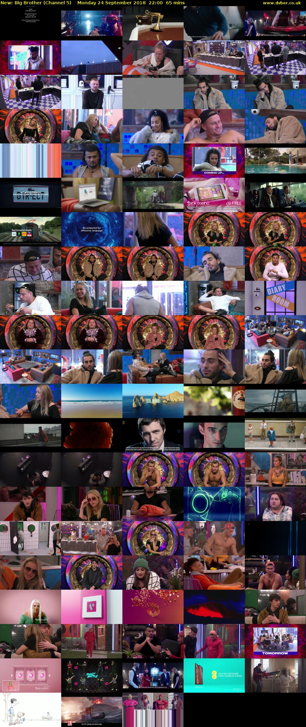 Big Brother (Channel 5) Monday 24 September 2018 22:00 - 23:05