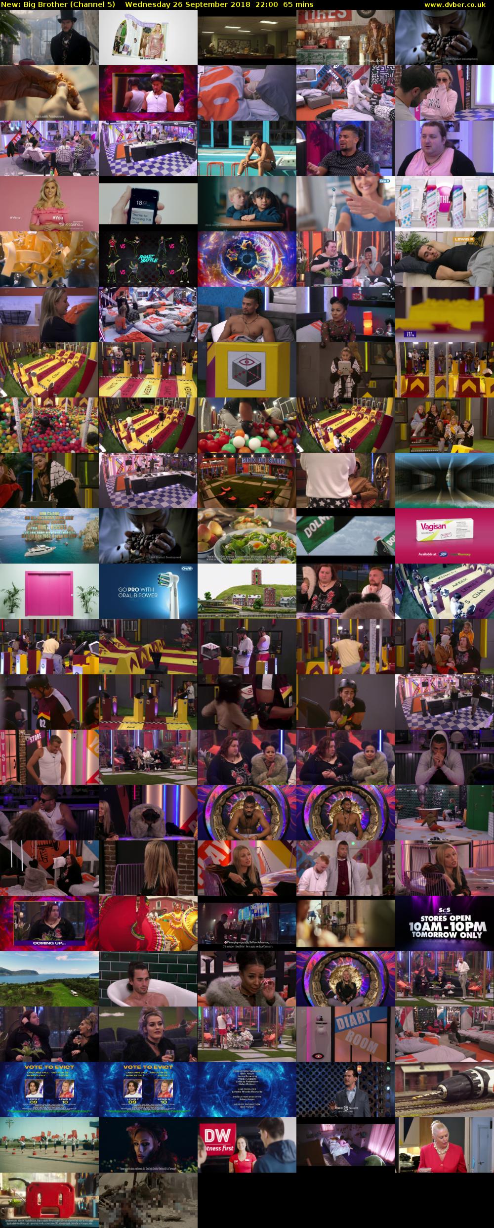 Big Brother (Channel 5) Wednesday 26 September 2018 22:00 - 23:05