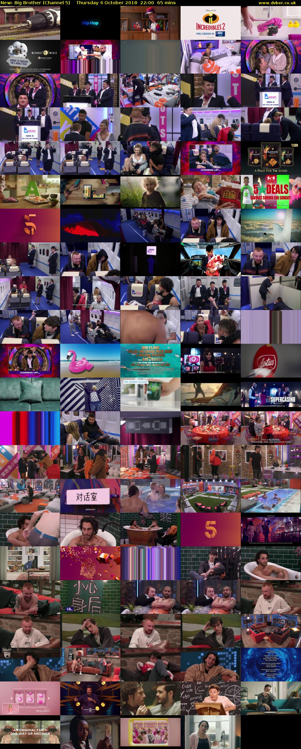Big Brother (Channel 5) Thursday 4 October 2018 22:00 - 23:05