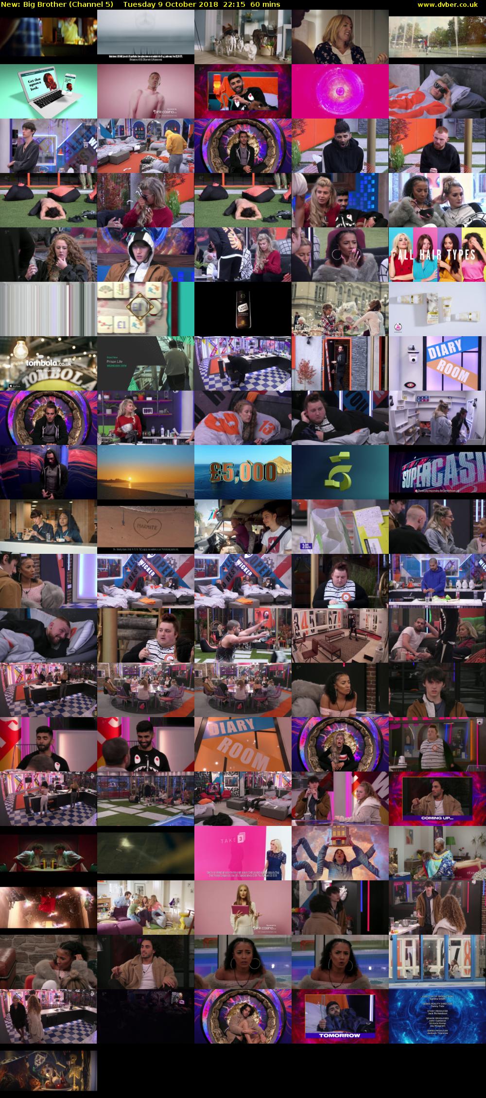 Big Brother (Channel 5) Tuesday 9 October 2018 22:15 - 23:15