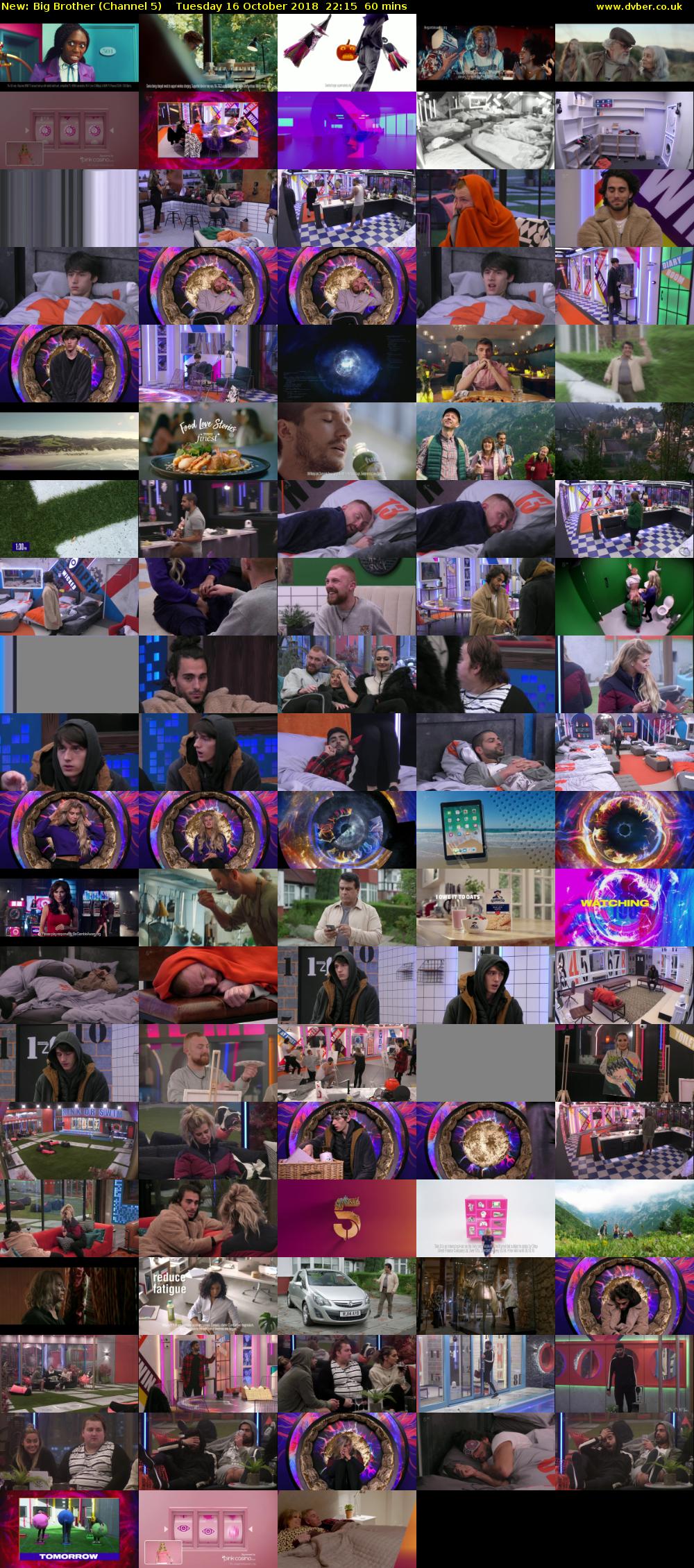 Big Brother (Channel 5) Tuesday 16 October 2018 22:15 - 23:15