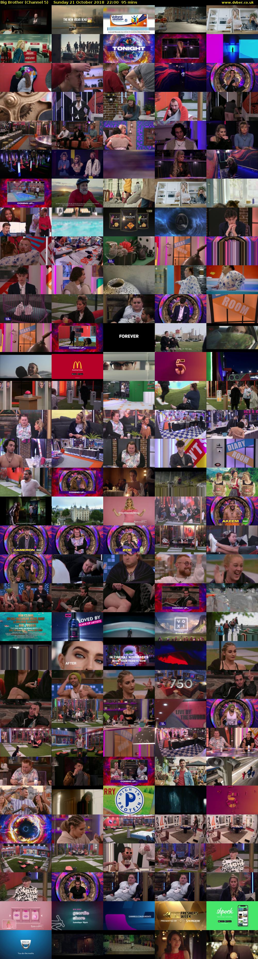 Big Brother (Channel 5) Sunday 21 October 2018 22:00 - 23:35