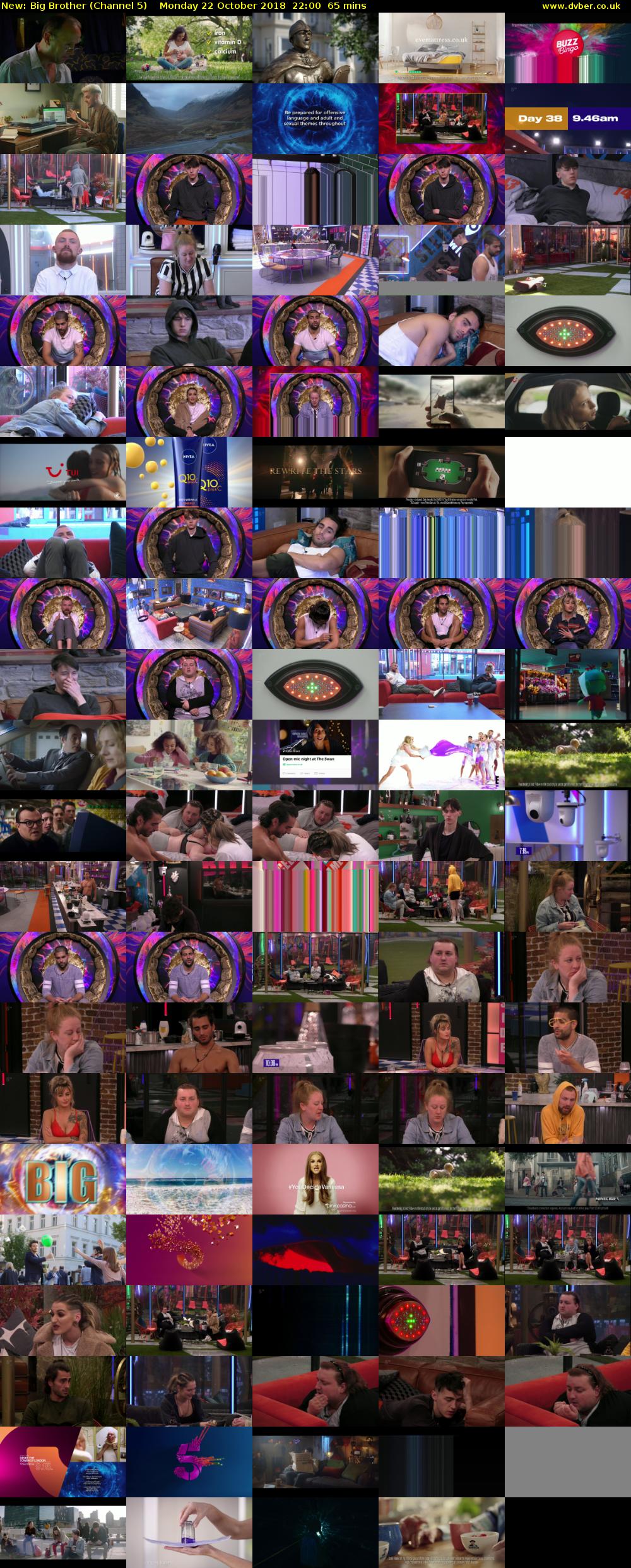 Big Brother (Channel 5) Monday 22 October 2018 22:00 - 23:05