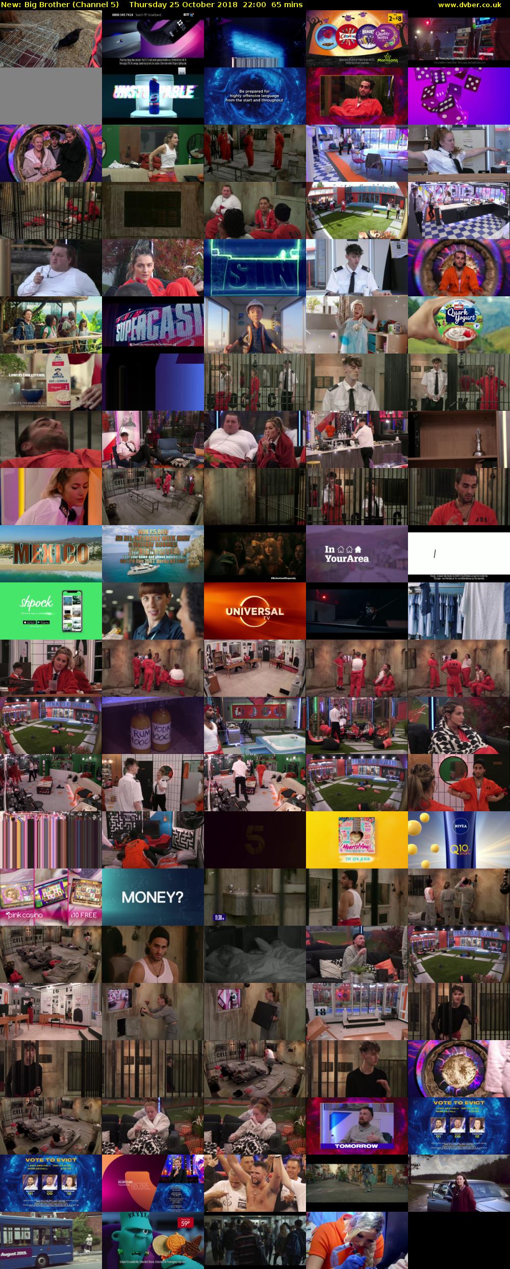 Big Brother (Channel 5) Thursday 25 October 2018 22:00 - 23:05