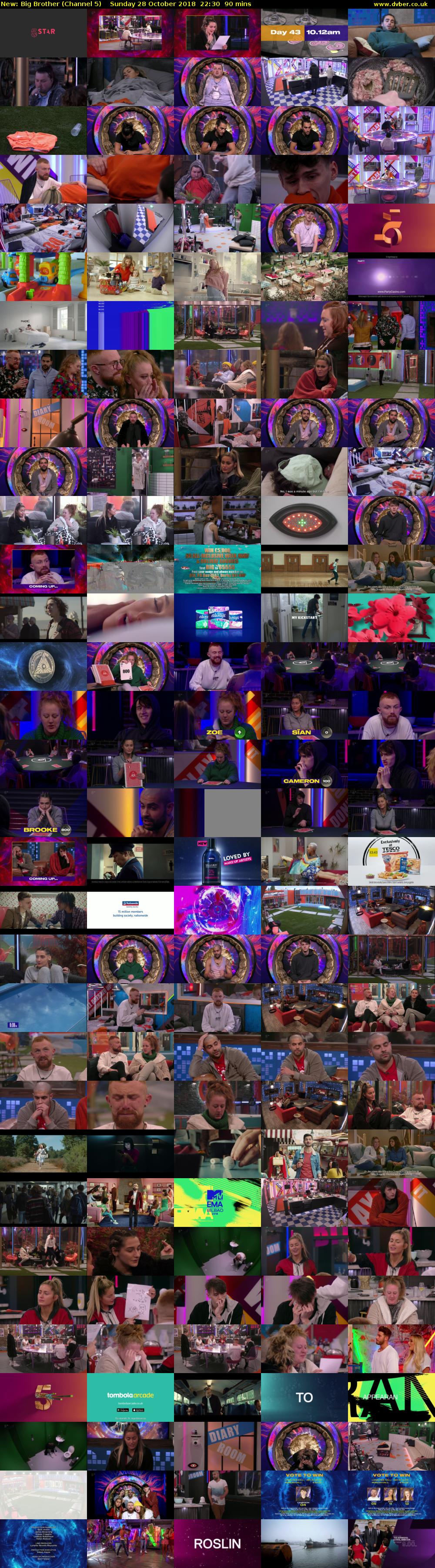 Big Brother (Channel 5) Sunday 28 October 2018 22:30 - 00:00